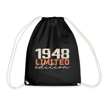 Born in 1948 | Vintage 1948 Retro Birthday - Drawstring Bag - black - Front