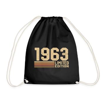 Jahrgang 1963 Geburtstag - Geschenk 1963 Jahrgang 1963 - Turnbeutel - Schwarz - Vorne