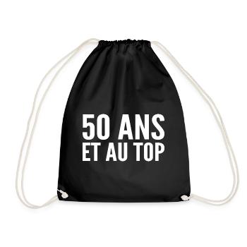 50 years old and at the top - Drawstring Bag - black - Front