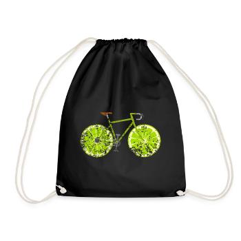 Road Bike Bicycle Fruit Fruit Vintage Retro Grunge - Drawstring Bag - black - Front
