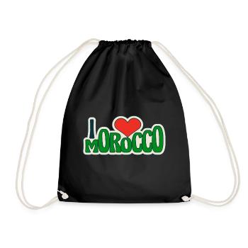 I love Morocco Moroccan Flag Football Morocco - Drawstring Bag - black - Front