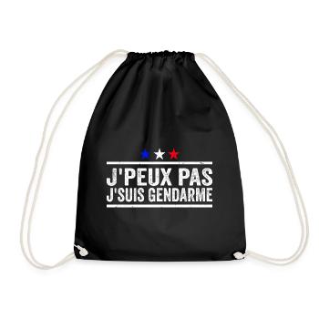 J'peux pas j'suis Gendarme Cadeau Humour - Sac de sport léger - noir - Devant