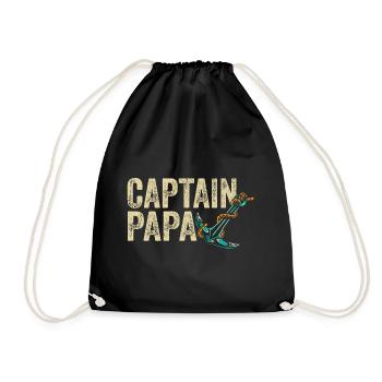 Captain Papa Sailing Life Boating Sailor - Drawstring Bag - black - Front