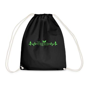Battement de cœur végétalien avec les feuilles pour les végétaliens - Sac de sport léger - noir - Devant