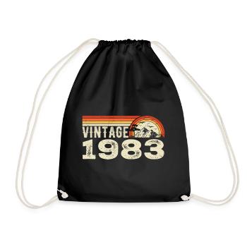 Vintage 1983 Birthday Gift 1983 Retro 1983 - Drawstring Bag - black - Front