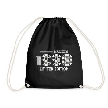 1998 Geburtstagsgeschenk 1998 Geschenkidee - Turnbeutel - Schwarz - Vorne
