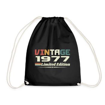 Jahrgang 1977 Geschenk 1977 Geburtstag 1977 Retro - Turnbeutel - Schwarz - Vorne