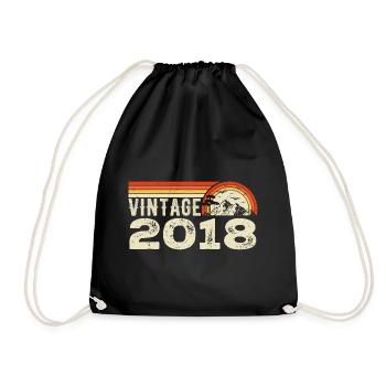 Jahrgang 2018 Retro 2018 Geburtstagsgeschenk 2018 - Turnbeutel - Schwarz - Vorne