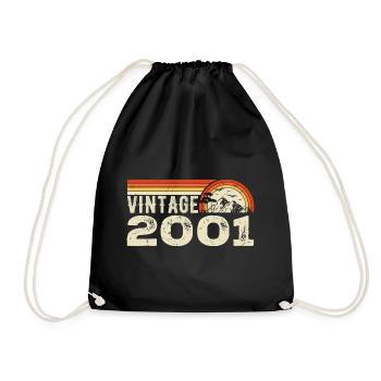 Jahrgang 2001 Retro 2001 Geburtstagsgeschenk 2001 - Turnbeutel - Schwarz - Vorne
