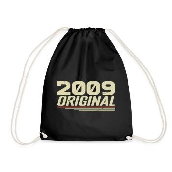Born in 2009 Vintage 2009 Retro Birthday 2009 - Drawstring Bag - black - Front