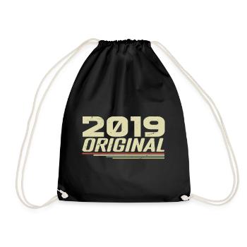 Born in 2019 Vintage 2019 Retro Birthday 2019 - Drawstring Bag - black - Front
