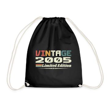Vintage 2005 Gift 2005 Anniversary 2005 Retro - Drawstring Bag - black - Front