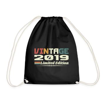 Vintage 2019 Gift 2019 Birthday 2019 Retro - Drawstring Bag - black - Front