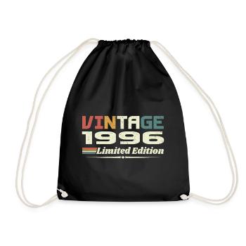 Vintage 1996 Gift 1996 Birthday 1996 Retro - Drawstring Bag - black - Front