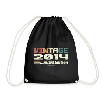 Vintage 2014 Gift 2014 Retro Birthday 2014 - Drawstring Bag - black - Front