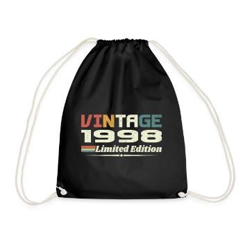 Jahrgang 1998 Geschenk 1998 Geburtstag 1998 Retro - Turnbeutel - Schwarz - Vorne