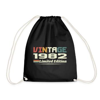 Vintage 1982 Gift 1982 Birthday 1982 Retro - Drawstring Bag - black - Front