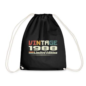 Jahrgang 1988 Geschenk 1988 Geburtstag 1988 Retro - Turnbeutel - Schwarz - Vorne