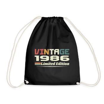 Vintage 1986 Gift 1986 Birthday 1986 Retro - Drawstring Bag - black - Front