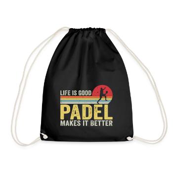Das Leben ist gut Padel macht es besser - Turnbeutel - Schwarz - Vorne
