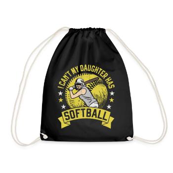 My Daughter has Softball Daddy's Girl Dad Gift - Drawstring Bag - black - Front