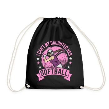 My Daughter has Softball Mom Dad Gift - Drawstring Bag - black - Front