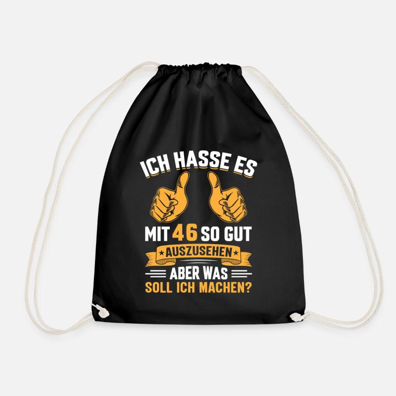 46. Geburtstag Mann Frau 46 Jahre - Turnbeutel - Schwarz