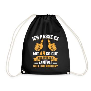 49. Geburtstag Mann Frau 49 Jahre - Turnbeutel - Schwarz - Vorne