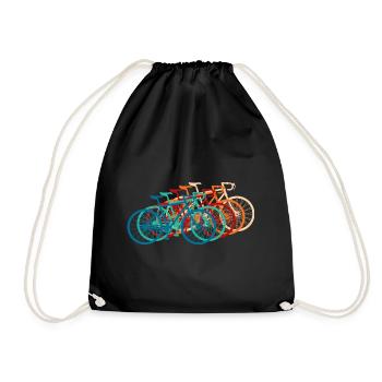 Bicycle Road Bike Vintage Retro - Drawstring Bag - black - Front