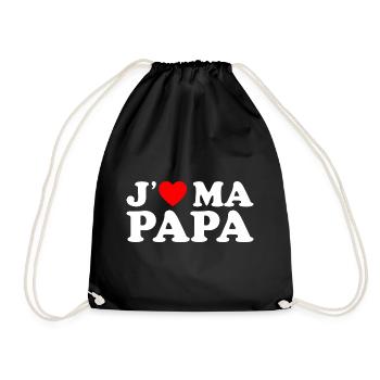J'aime Mon Papa Cadeau Fête des Pères Coeur Rouge - Sac de sport léger - noir - Devant
