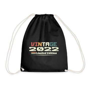 Jahrgang 2022 Geschenk 2022 Geburtstag 2022 Retro - Turnbeutel - Schwarz - Vorne