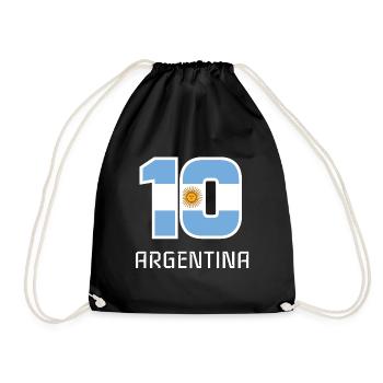 Argentinien 2018 Fußball Nationalmannschaft Fan 10 Geschenk - Turnbeutel - Schwarz - Vorne
