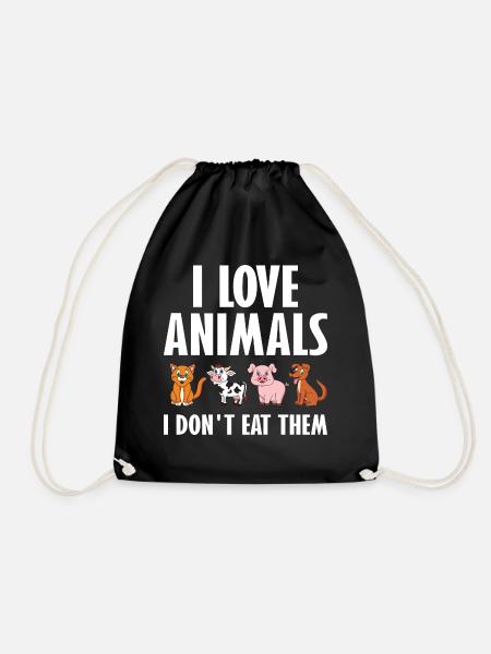 Vegetarier Tierschutz Veganer Vegetarisch Veggie - Turnbeutel - Schwarz