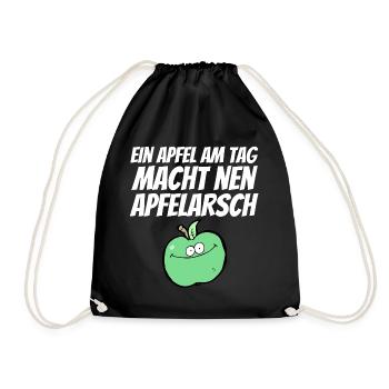 Obst Apfel Po Arsch süß witzig gesund Sexy Blatt - Turnbeutel - Schwarz - Vorne