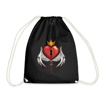 Herz Königin König Geschenk Valentin Ewige Liebe - Turnbeutel - Schwarz - Vorne