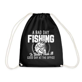 Angler fishing fisherman saying fishing - Drawstring Bag - black - Front