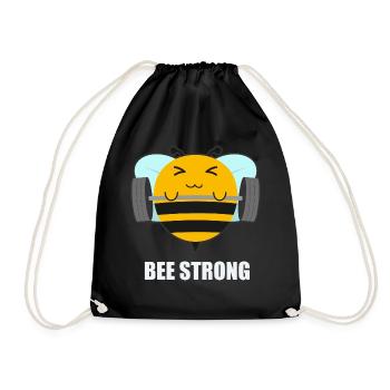 Be Strong Bee Weightlifting Fitness Gym Workout - Drawstring Bag - black - Front