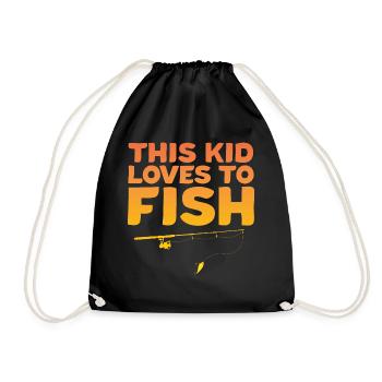 Kids Fishing This Child Loves to Fish Fish - Drawstring Bag - black - Front