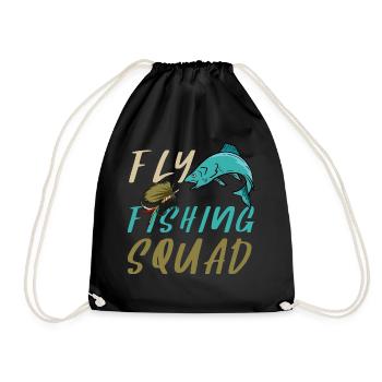 Fly Fishing Squad Angler Fisherman Fisherwoman - Drawstring Bag - black - Front