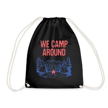We Camp Around Summer Camping Tropical Camper - Turnbeutel - Schwarz - Vorne