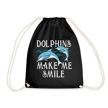 Dolphins Make Me Smile Ocean Wildlife Animal - Drawstring Bag - black - Front