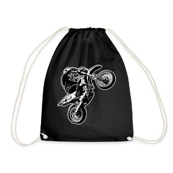 Supermoto / Supermotard / Supermoto Wheelie Biker - Drawstring Bag - black - Front