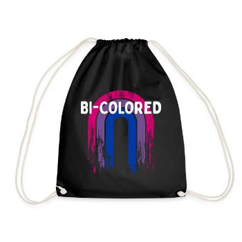 Bi-Colored Bisexual LGBTQ Bi Pride LGBT Sayings - Drawstring Bag - black - Front