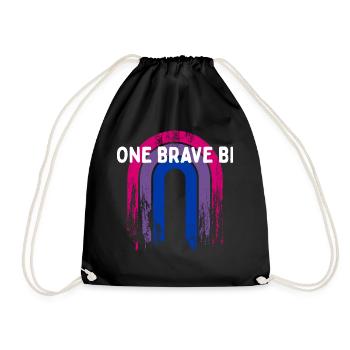 One Brave Bi Bisexual LGBTQ Bi Pride LGBT - Drawstring Bag - black - Front