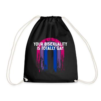 Bisexuality is Totally Gay Bisexual LGBTQ Bi - Drawstring Bag - black - Front