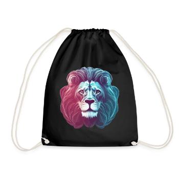 Futuristic Colored Neon Lion Lion's Head - Drawstring Bag - black - Front