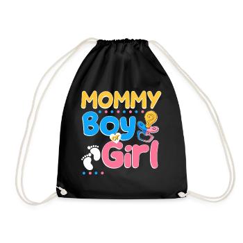 Pink or Blue Mommy Loves You Best Mom Ever - Drawstring Bag - black - Front