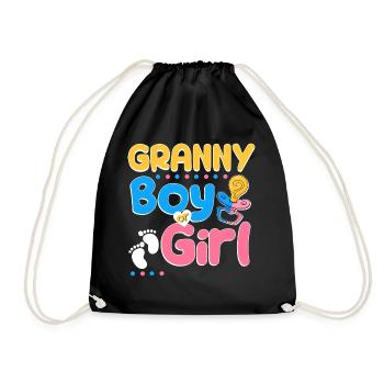 Pink or Blue Granny Loves You Best Grandma Ever - Drawstring Bag - black - Front