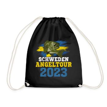 Schweden Angeltour 2023 Angelurlaub Schweden - Turnbeutel - Schwarz - Vorne