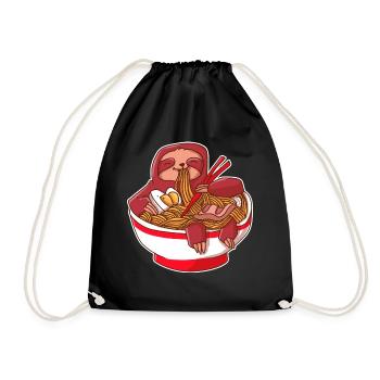 Ramen Kawaii Faultier Anime Otaku Japan Nudeln - Turnbeutel - Schwarz - Vorne